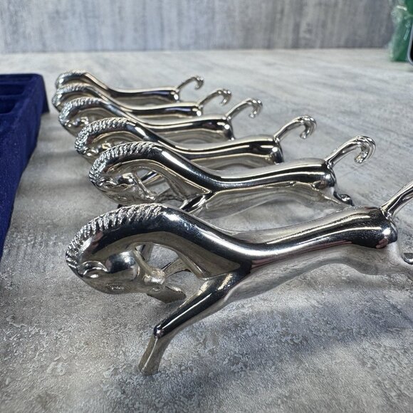 Set of 6 MCM Vintage Elegance Silver Plate Figural Horse Knife Rests in Box EUC - Picture 4 of 10